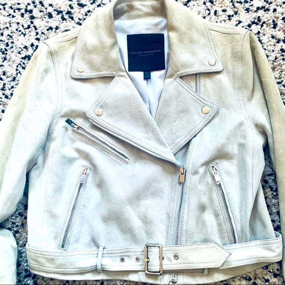 Club Monaco Jackets & Blazers - OOAK SUPLE LAMBSKIN SUEDE Cropped 🏍 moto jacket 🤍